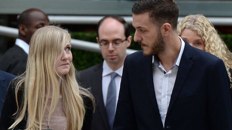 Chris Gard (R) and Connie Yates, the parents of terminally-ill 11-month-old Charlie Gard, arrive at the Royal Courts of Justice in London. Photograph: Chris J Radclifffe/APF