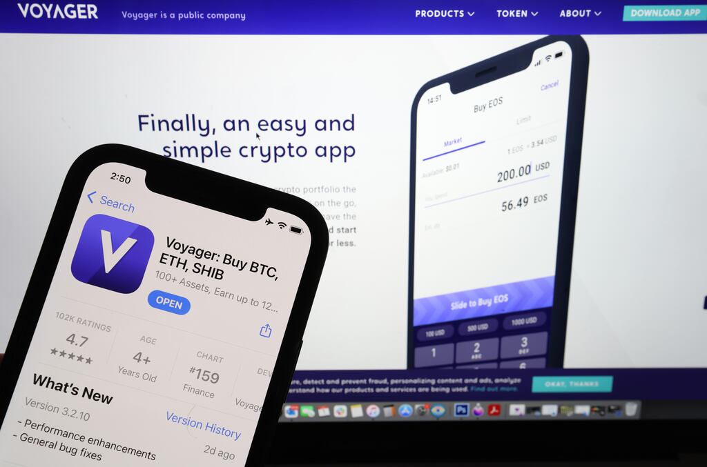 Voyager Digital, a digital asset brokerage, announced last week that the company had paused all account activity, including customer trading, deposits and withdrawals. Photograph: Justin Sullivan/Getty Images
