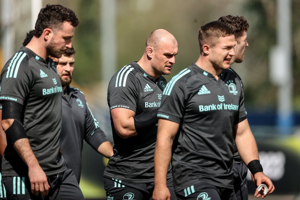 Rhys Ruddock, with his team-mates during training, is expected to be named captain for Leinster's games in South Africa. Photograph: Ben Brady/Inpho