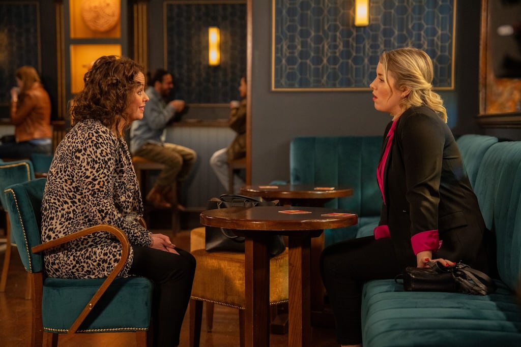 Fair City's Sharon (Neilí Conroy) and Hayley (Rebecca Grimes): production of the soap is set to move off-site under Kevin Bakhurst's plan. Photograph: RTÉ