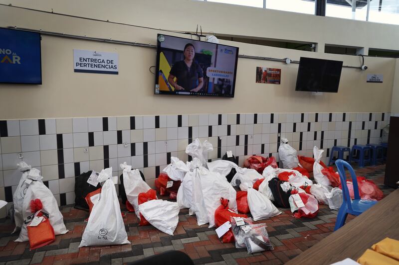 Bags containing belongings confiscated in the US and returned via Guatemalan authorities. Photograph: Hannah McCarthy