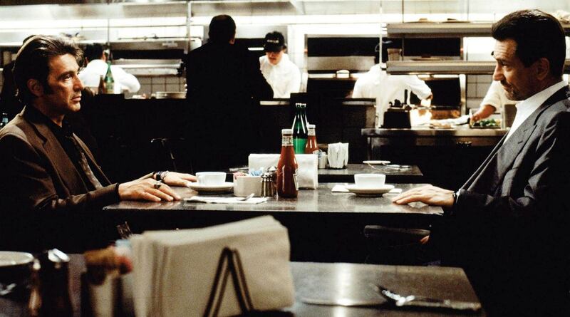 Al Pacino and Robert De Niro in Heat, the first film in which they shared a scene