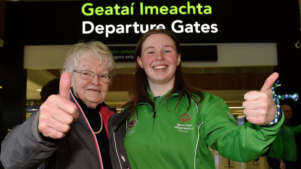 Maureen Byrne from Kilkenny with her granddaughter Lucy Dollard. Photograph: Matt Browne/Sportsfile