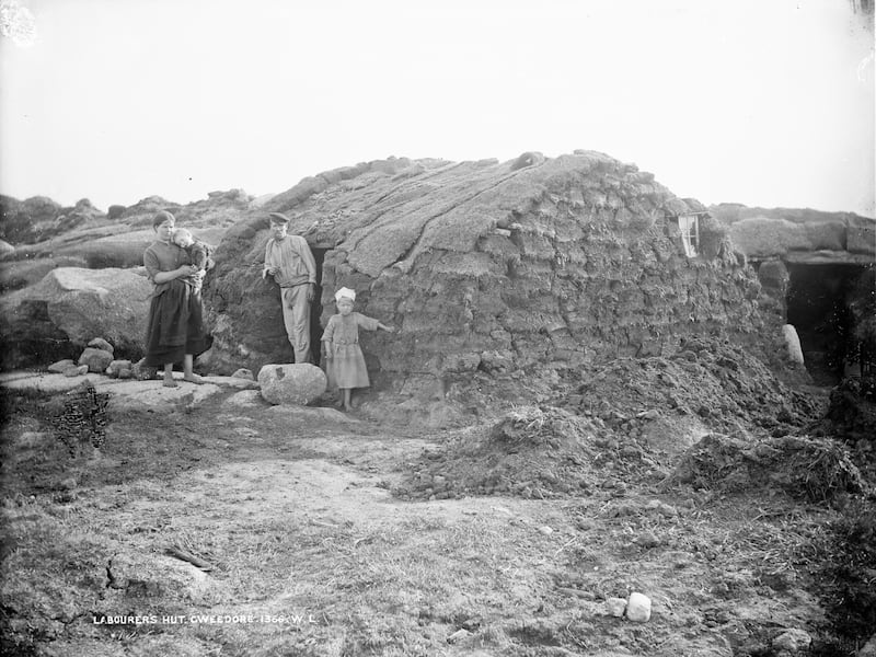 Romantic Ireland: an evicted family in Gweedore, Co Donegal, built an earthen house on the land they had been evicted from
