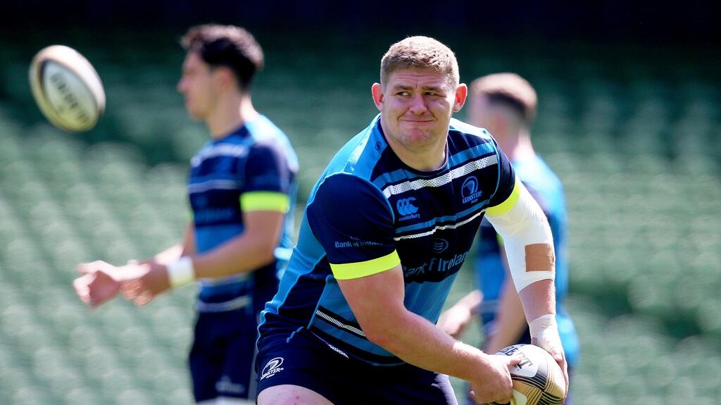Tadhg Furlong: his return to his best form is highly encouraging for Leinster prior to their final clash with Saracens. Photograph: Tommy Dickson/Inpho