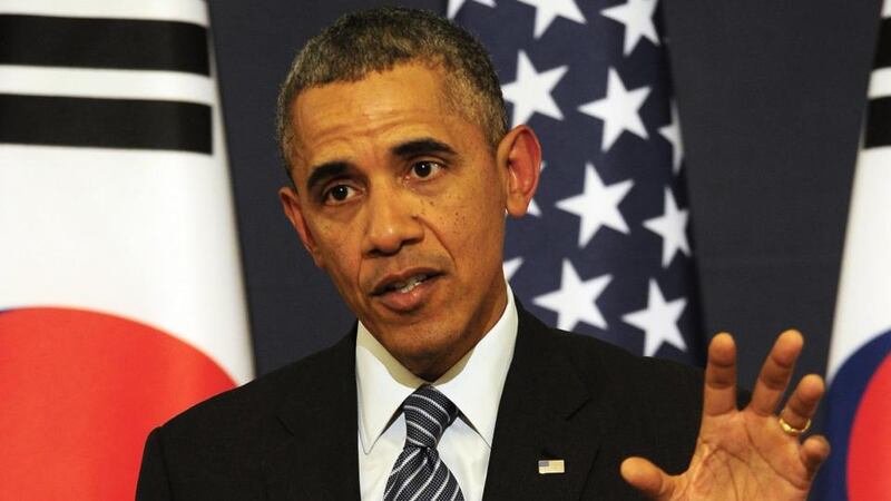 US president Barack Obama told other European leaders by conference call today that the US was prepared to impose targeted sanctions to respond to Russia’s latest actions in Ukraine. Photograph: Song Kyung-Seok/EPA