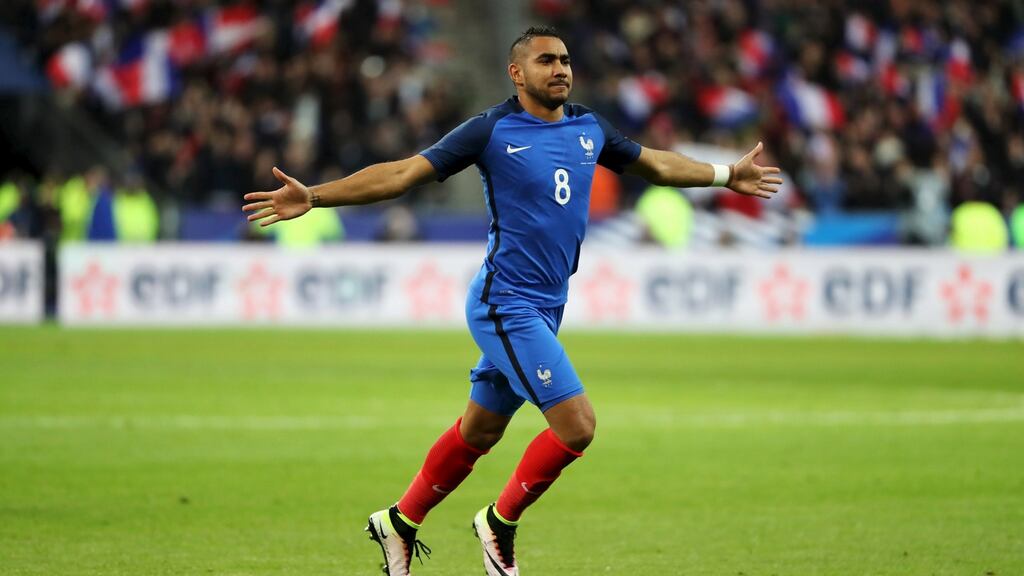 Dimitri Payet scored a stunning free-kick as France beat Russia 4-2. Photograph: Reuters