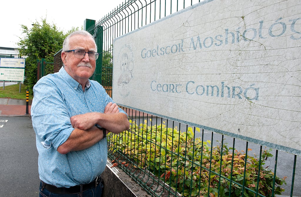Aodhagán Ó Suird outside Gaelscoil Moshíológ in Gorey, Co Wexford. Photograph: Jim Campbell