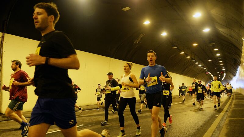 Running in the Dublin Port Tunnel for Focus Ireland. Photograph: Eric Luke
