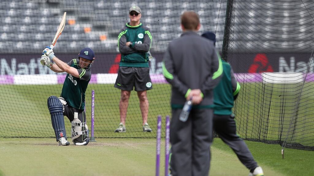 Ireland’s Ed Joyce bats during a nets session at The Brightside Ground, Bristol. Photo: David Davies/PA Wire