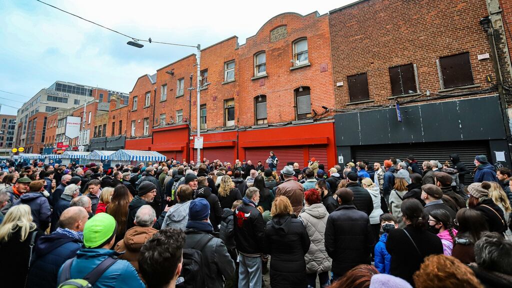 More than 200 demonstrators gathered for the Moore Street rally on Saturday afternoon. Photograph: Damien Storan/PA Wire