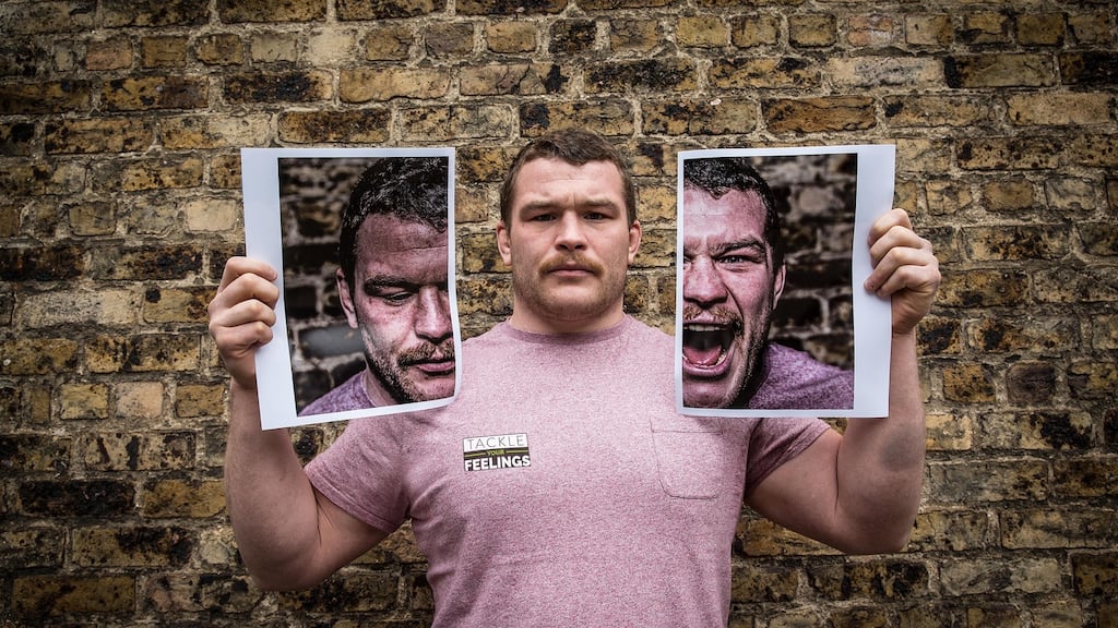 Ireland and Leinster player Jack McGrath at the launch of IRUPA’s ‘Tackle Your Feelings Mental Wellbeing Campaign at St Mary’s College in Rathmines, Dublin. Photograph: Billy Stickland/Inpho
