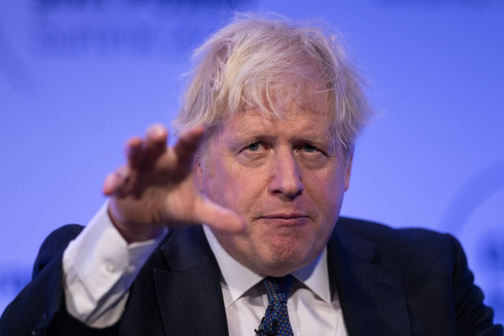 Former UK prime minister Boris Johnson addresses the Global Soft Power Summit at The Queen Elizabeth II Conference Centre in London on March 2nd. Photograph: Dan Kitwood/Getty