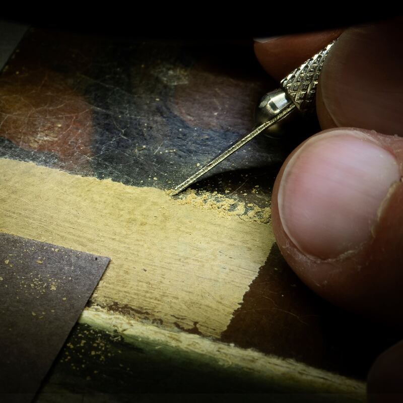 Restoration work performed on Vermeer’s Girl Reading a Letter at an Open Window at the Dresden State Art Collections in Germany. Photograph: GemŠldegalerie Alte Meister/Staatliche Kunstsammlungen Dresden via The New York Times