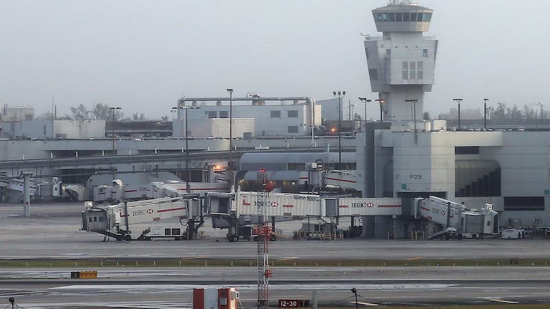 Empty runways and gates are see at Miami International Airport on Monday, after Hurricane Irma strikes Florida. Photograph: Carlos Barria/Reuters