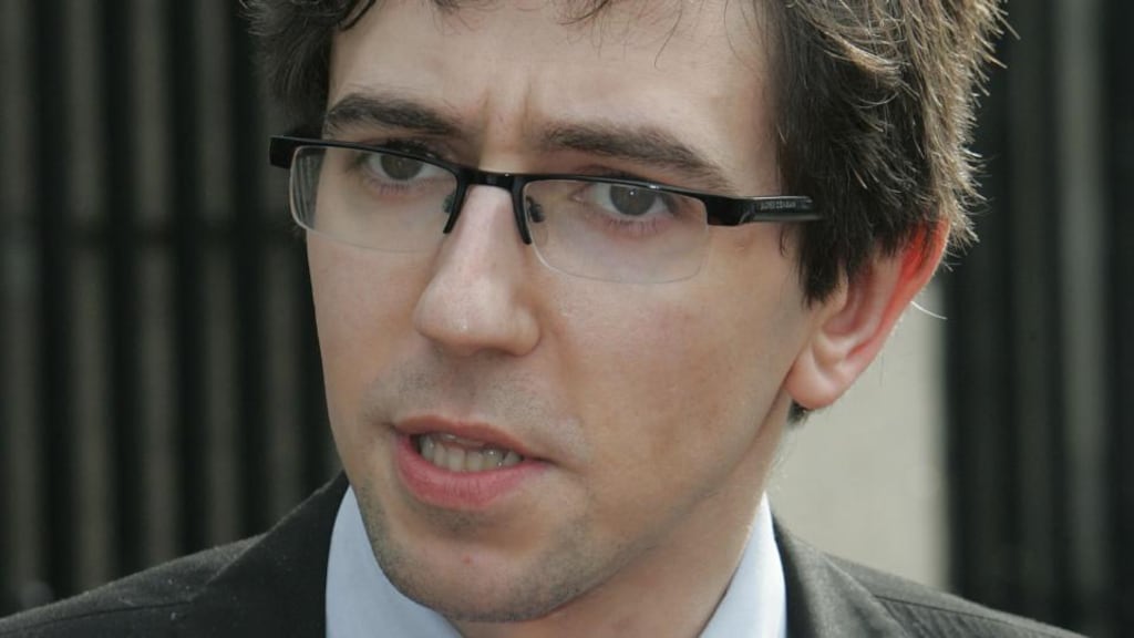 Fine Gael’s Simon Harris talking to reporters outside Leinster House. Photograph: David Sleator/The Irish Times