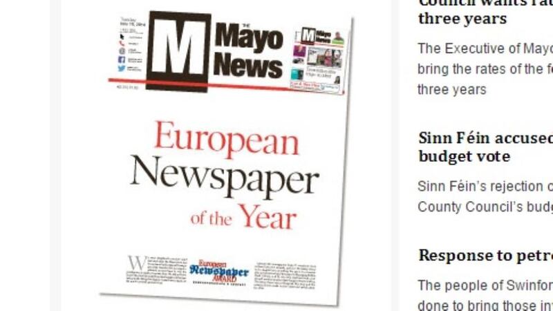 European newspaper award for The Mayo News