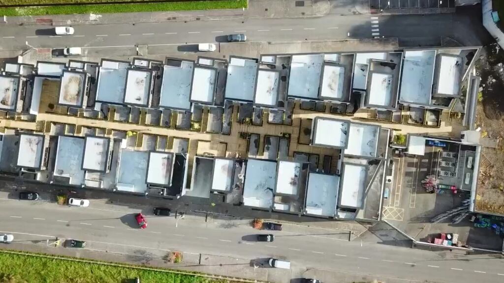 An aerial view of the building in Ballinamore Co Leitrim that has been proposed to accommodate asylum seekers. Photograph: Lorraine Teevan