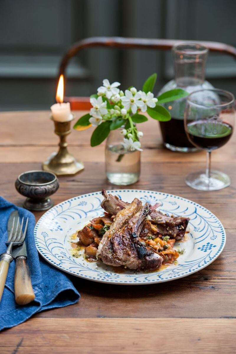 Spiced lamb chops with caponata