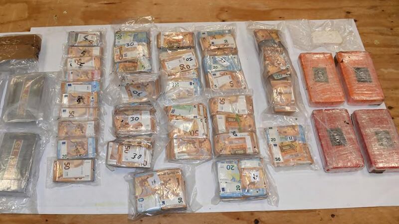 Cash and drugs seized during a search in Thurles, Co Tipperary, last month. Photograph: An Garda Síochána
