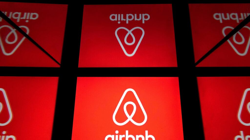 This picture taken on November 22nd 2019, shows the logo of the online lodging service Airbnb displayed on a tablet in Paris. Photograph: LIONEL BONAVENTURE/AFP via Getty Images