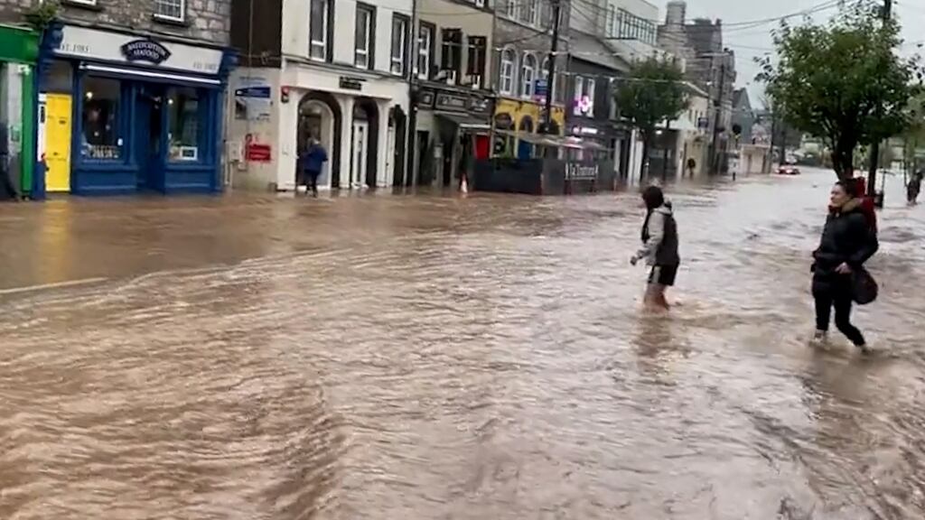 Midleton was badly flooded in Storm Babet last month. Photograph: @realLiamMac/PA Wire