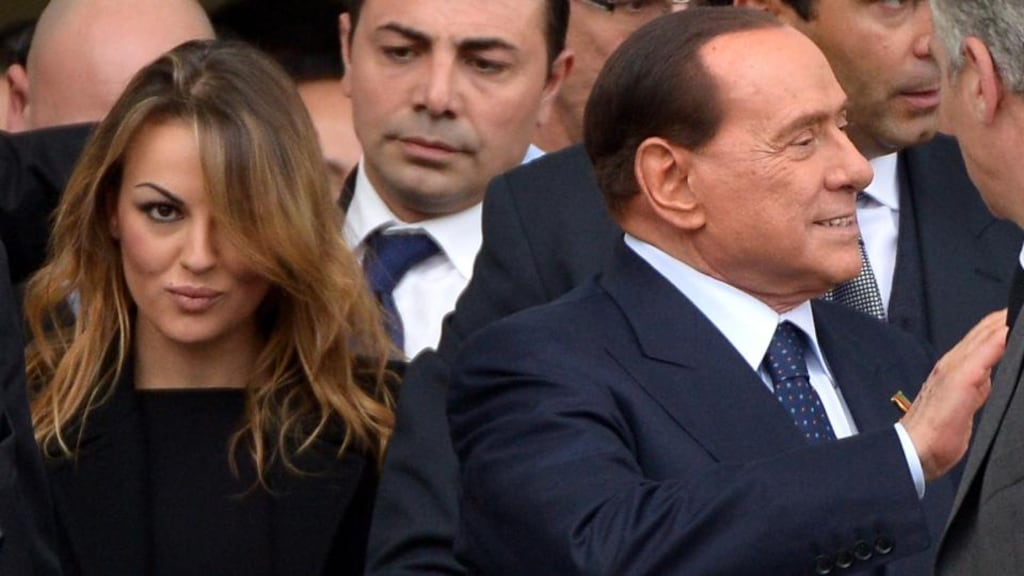 Italian former prime minister Silvio Berlusconi (right), flanked by his girlfriend Francesca Pascale. Photograph: Alberton Pizzoli/AFP/Getty Images