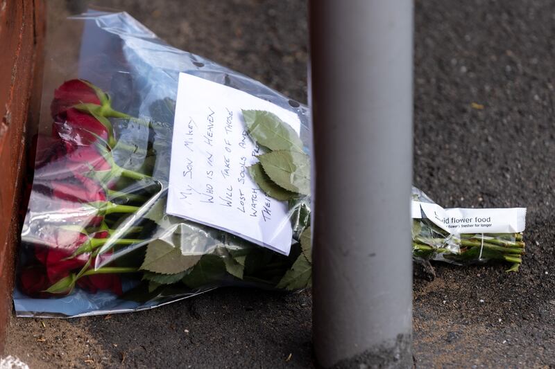 Floral tributes left near Hart Street in Southport, Merseyside, where a teenager has been detained and a knife has been seized after a number of people were injured in a stabbing. Photograph: James Speakman/PA Wire
