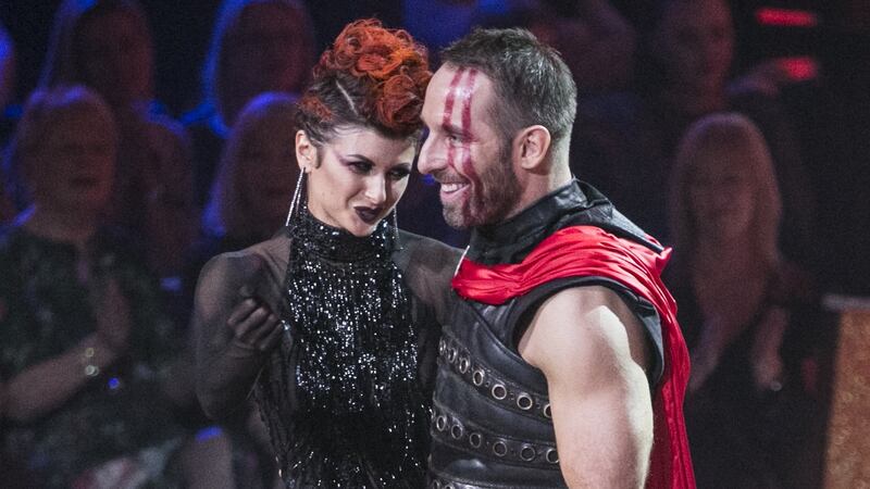 The moment former rugby player Tomás O’Leary and Giulia Dotta  were voted of Dancing with the Stars. Photograph: Kyran O’Brien/RTÉ