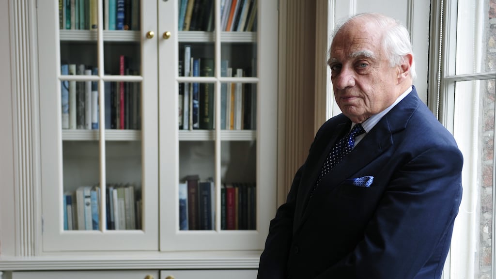 Peter Sutherland is a vocal and sincere proponent for the rights of refugees, but his previous posts, at the head of the  World Trade Organisation and Goldman Sachs International, hardly mark him out as an instinctive champion of the downtrodden. Photograph: Aidan Crawley