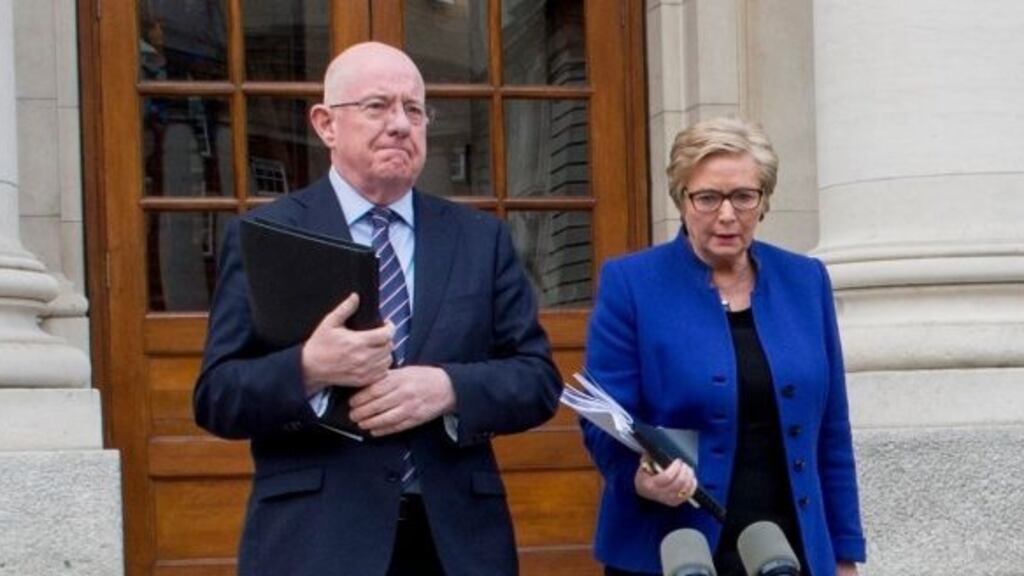 Minister for Justice Charlie Flanagan and his predecessor Frances Fitzgerald. Photograph: Brenda Fitzsimons