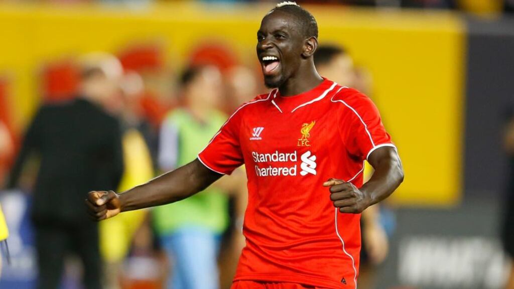 Mamadou Sakho celebrates after Liverpool defeated Manchester City during the International Champions Cup 2014 at Yankee Stadium, New York. Photograph: Mike Stobe/Getty Images