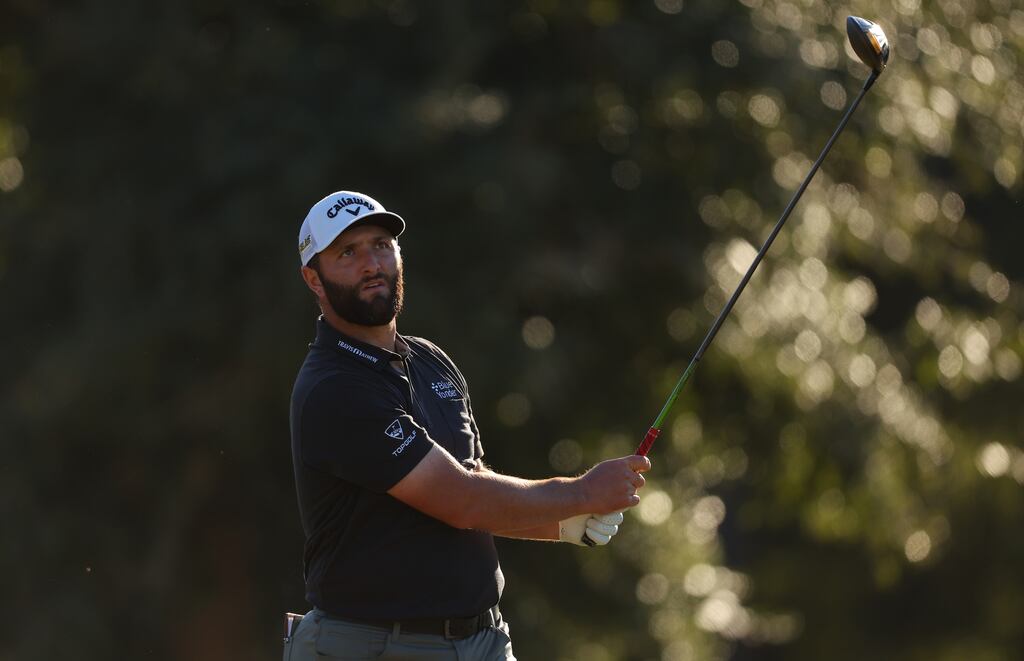 Jon Rahm drives from the 17th tee during the second round of the CJ Cup at Congaree Golf Club in Ridgeland, South Carolina. Photograph: Kevin C Cox/Getty Images