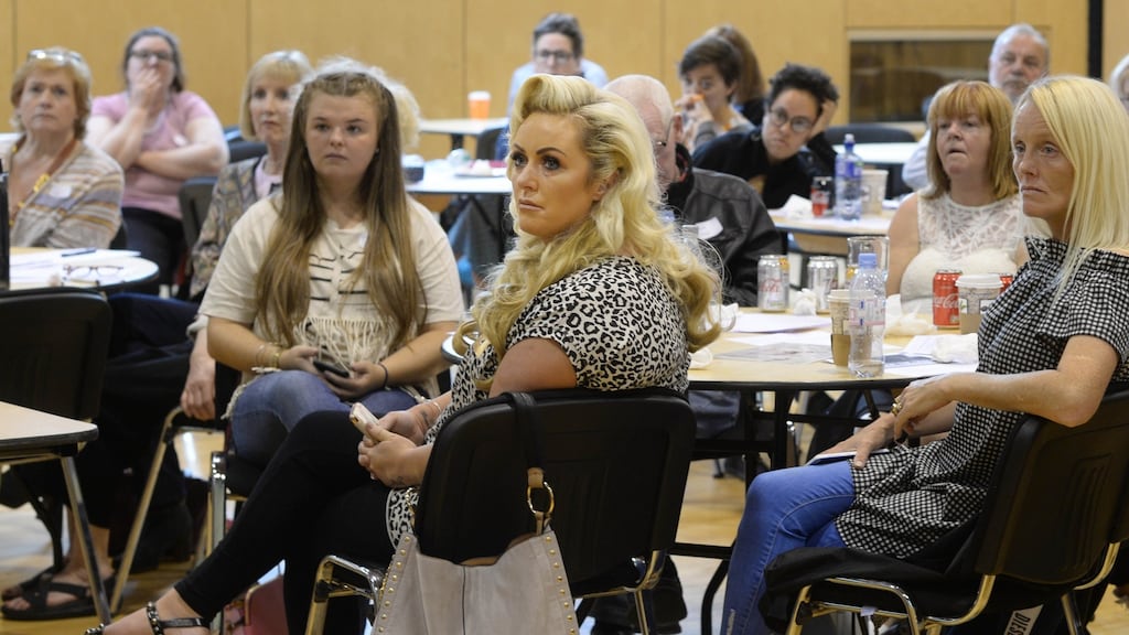 Caroline Carroll (C) who spoke about her sister Danielle at the inaugural Danielle Carroll Summer School in Dublin 8. Photograph: Cyril Byrne/The Irish Times