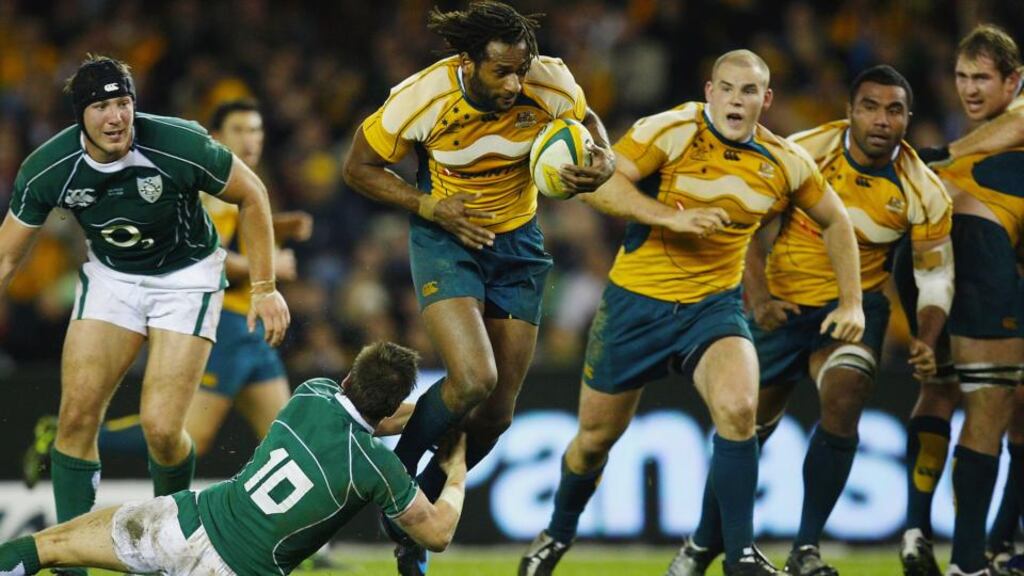 Lote Tuqiri in action for Australia against Ireland in 2008.  Photograph: Cameron Spencer/Getty Images