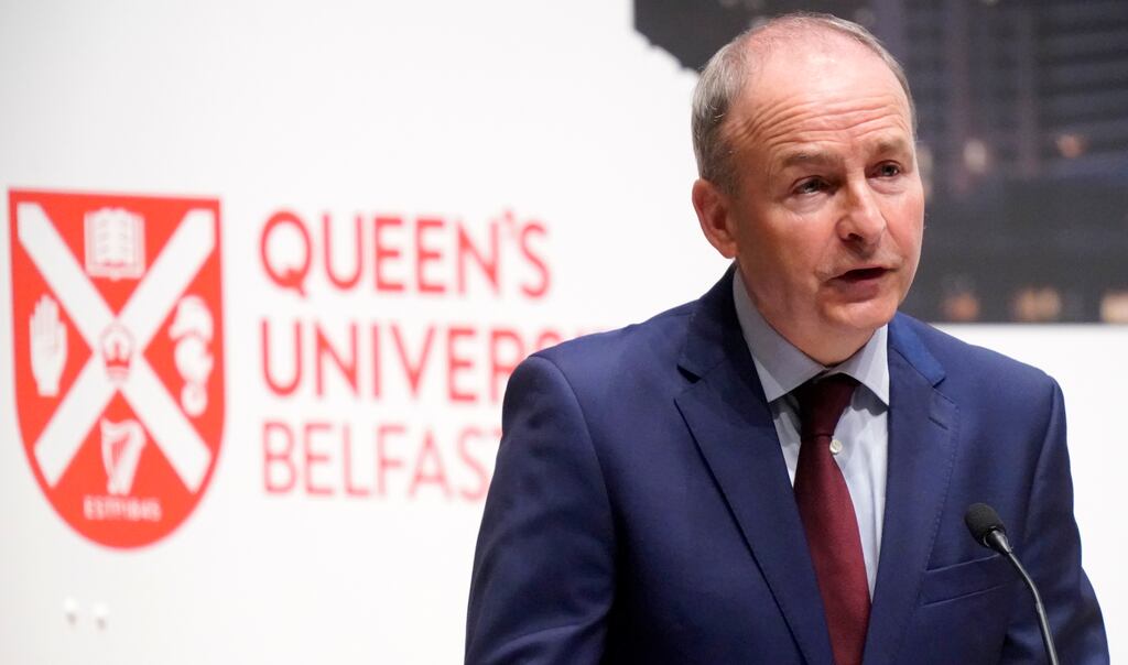 Tánaiste Micheál Martin at the conference in Queen's University Belfast on Tuesday to mark the 25th anniversary of the Belfast Agreement. Photograph: Getty Images