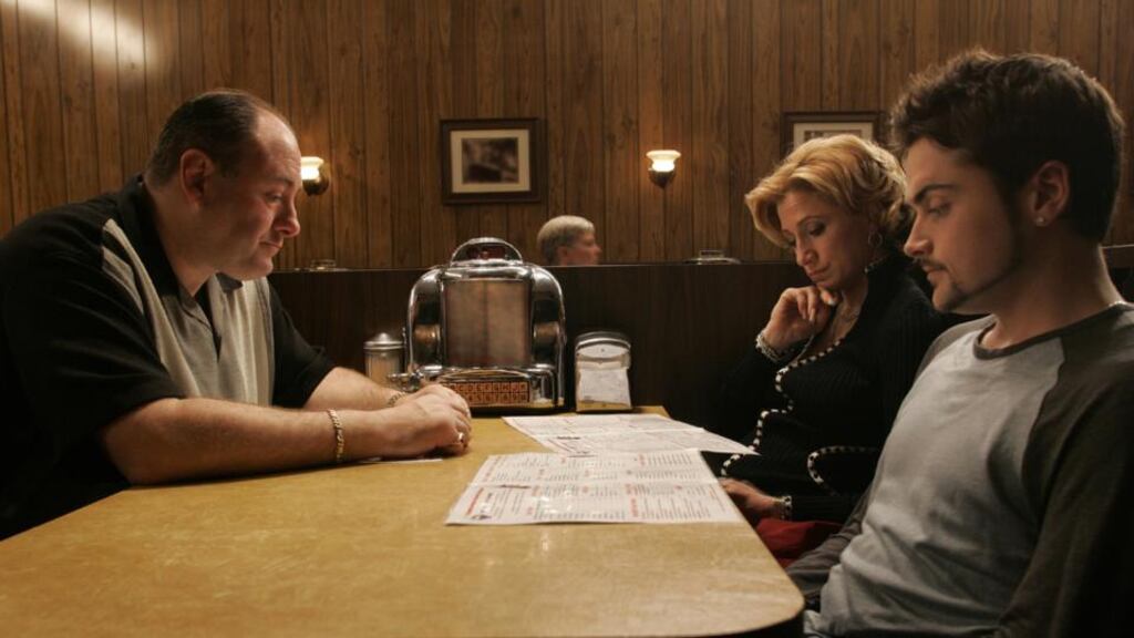 No more heroes: James Gandolfini, as Tony Soprano, with Edie Falco and Robert Iler in The Sopranos. Photograph: HBO
