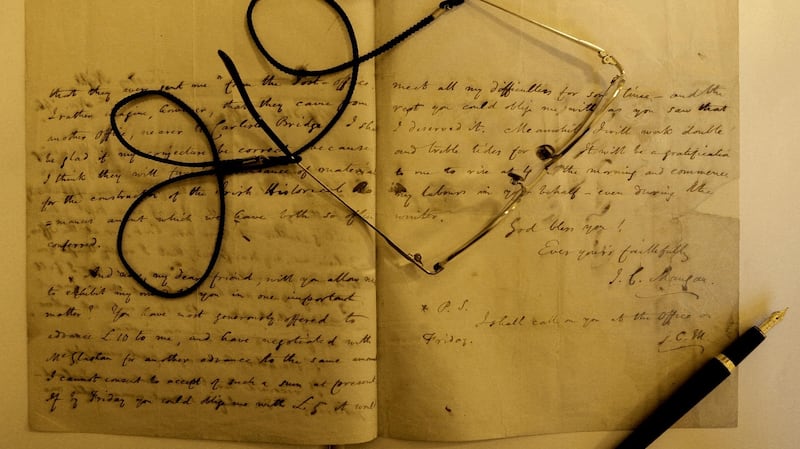 Part of a manuscript by James Clarence Mangan in the National Library. Photograph: David Sleator