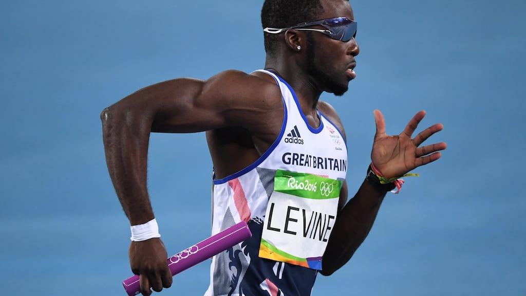 Britain’s Nigel Levine runs with the baton in the men’s 4x400m relay at the Rio 2016 Olympics. Photograph: Getty Images