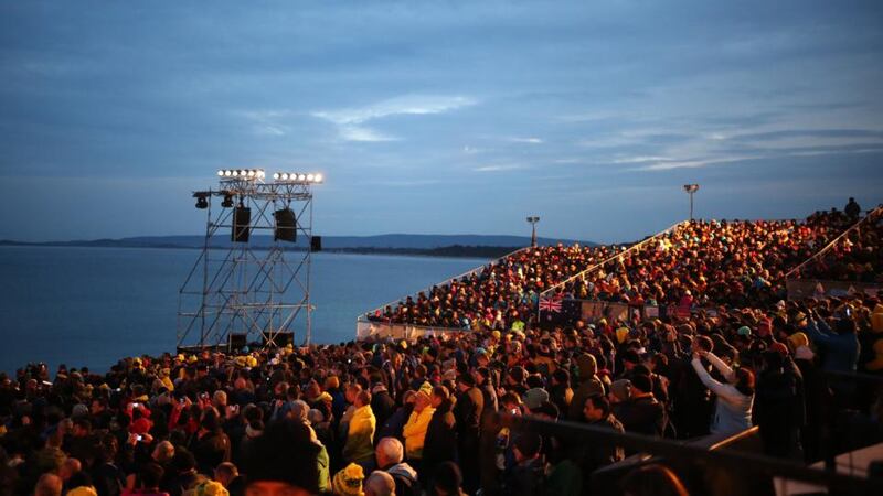 Visitors from Australia and New Zealand attend a dawn ceremony marking the 100th anniversary of the Battle of Gallipoli, at Anzac Cove in Turkey. Photograph: Gokhan Tan/Getty Images.