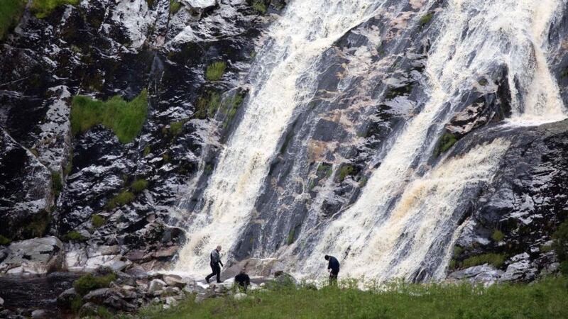 Patricia O’Connor murder case: members of the Garda underwater unit at Glenmacnass Waterfall, in the Wicklow Mountains, after the discovery of body parts. Photograph: Colin Keegan/Collins 12/06/17 Members of the Garda Underwater Unit pictured this afternoon in the Glenmacnsaa Waterfall in the Dublin Wicklow Mountains where the partial remains of a human body were found yesterday, following the discovery of human remains over 20km away on Old Military Road in the Dublin/Wicklow Mountains...Picture Colin Keegan, Collins Dublin.