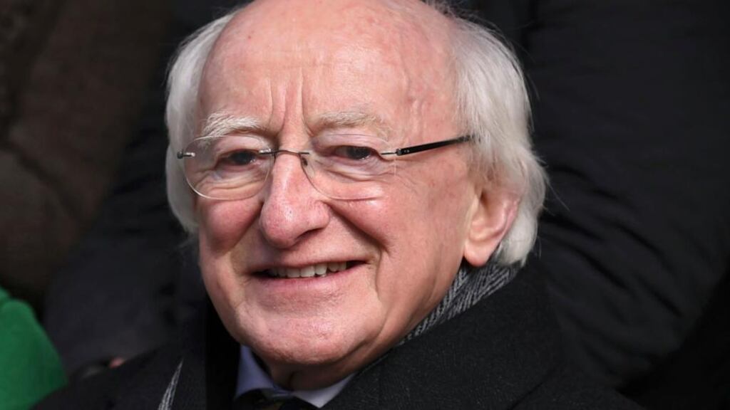 President Michael D Higgins: hosted a reception to mark the reorganisation of the Irish Citizen Army. Photograph: Clodagh Kilcoyne/Reuters