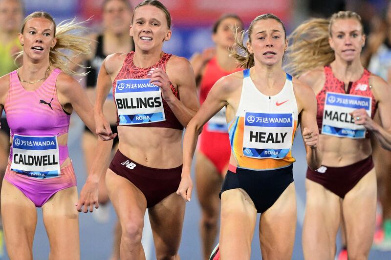 Sarah Healy winning the 1,500m event at the Rome Diamond League. Photograph: Tiziana Fabi/AFP via Getty Images
