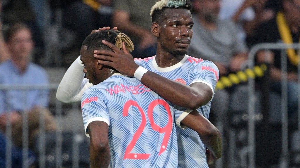 Aaron Wan-Bissaka was sent off during the first-half of Manchester United’s defeat in Bern. Photograph: Sebastien Bozon/Getty/AFP