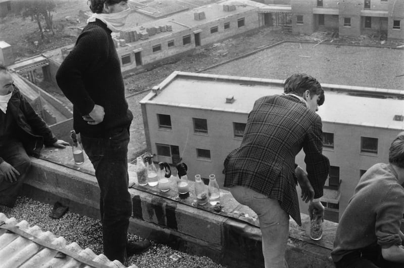August 12th, 1969: Derry youths prepare petrol bombs during the Battle of the Bogside. Photograph: Peter Ferraz/Getty