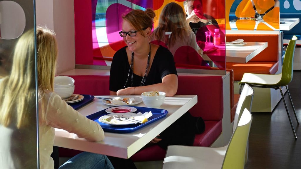 Staff dining at the  Google offices on Barrow Street, Dublin. “Companies like Google want to create something that is not just good for the company but that supports their employees’ lives as well”