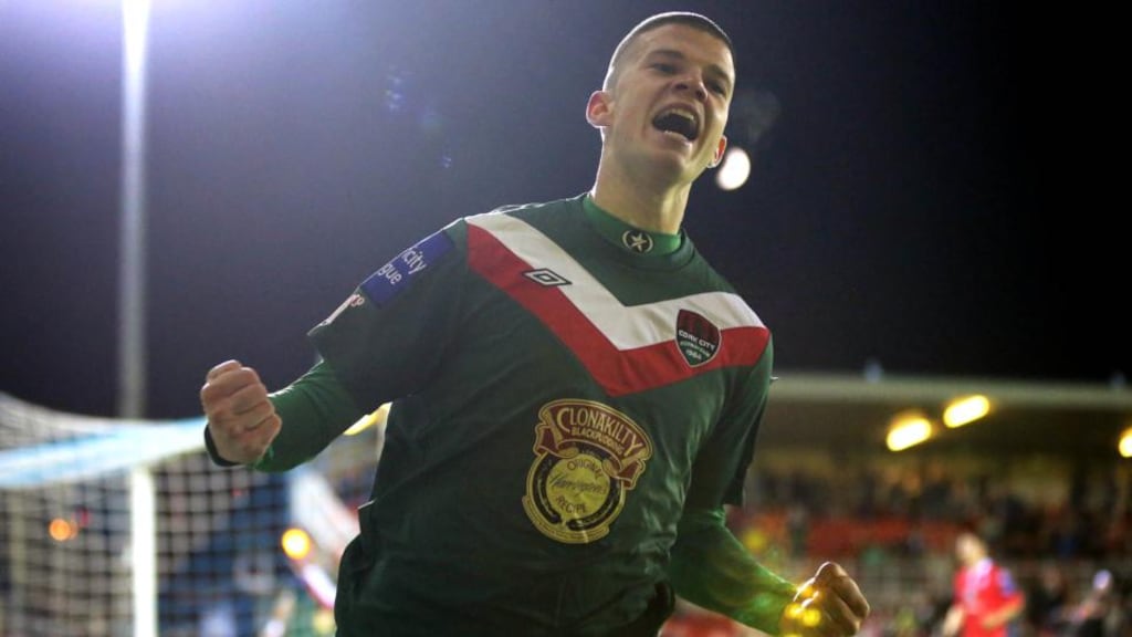 Danny Morrissey celebrates after scoring Cork City’s third goal. Photograph: Cathal Noonan/Inpho