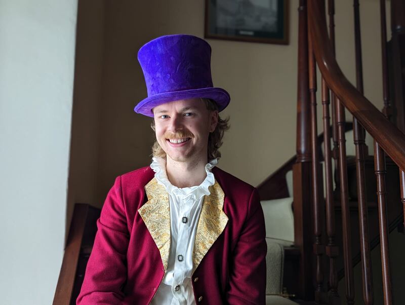 Conor Capplis at Rockfield House, suitably attired in Victorian costume.