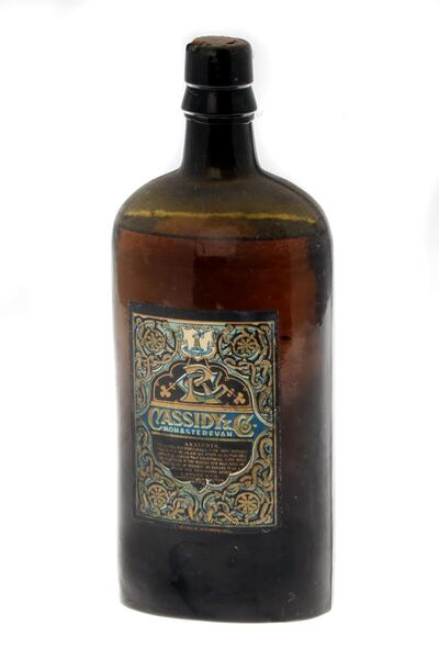 Rare bottle of Cassidy & Co Monasterevin Whiskey, €23,000 (€5,000-€10,000) Victor Mee