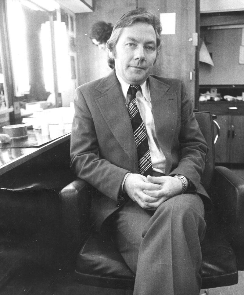 Gay Byrne, TV presenter of The Late Late Show, talks to Henry Kelly in 1974. Photograph: Tom Lawlor/The Irish Times